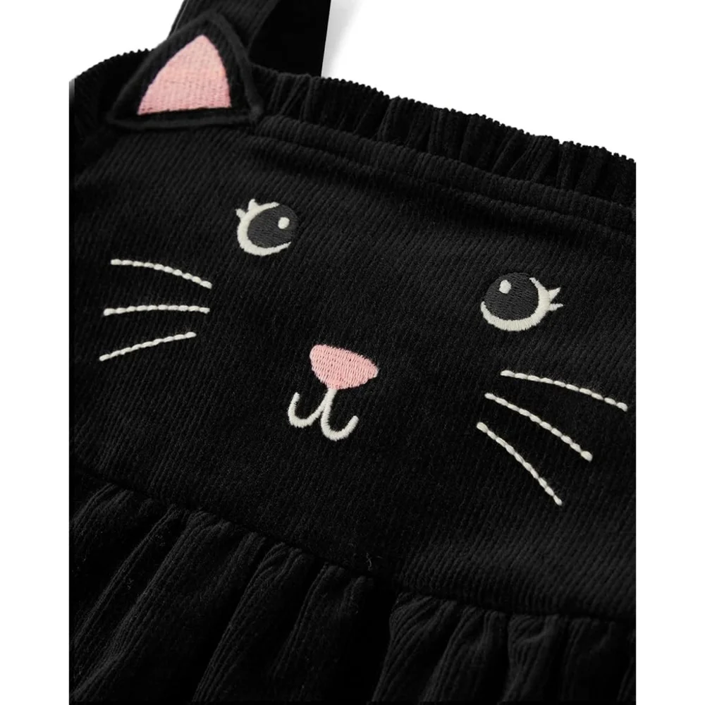 Girls Gymboree Black Cat Face Thick Cotton Corduroy Jumper Dress Size 12 NEW